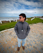 Buzo medio cierre oversized stone gris