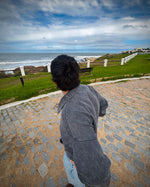 Buzo medio cierre oversized stone gris