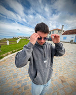 Buzo medio cierre oversized stone gris