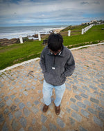 Buzo medio cierre oversized stone gris